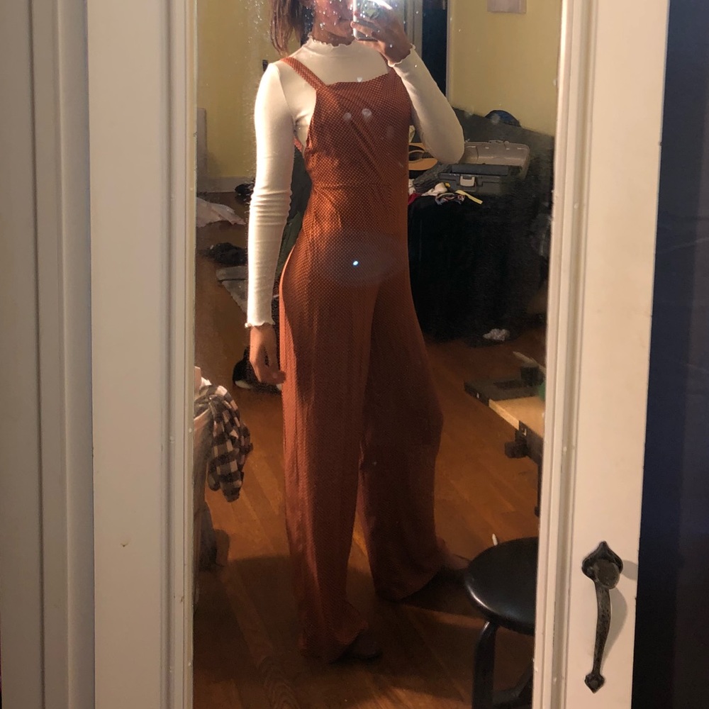 Orange polka-dot jumpsuit